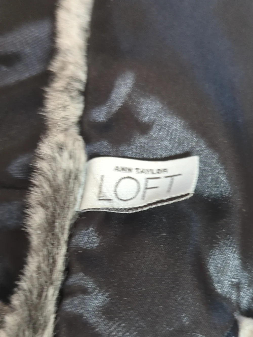 LOFT Gray Faux Fur Trim Scarf